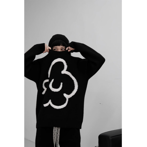 馬海毛軟糯毛衣女秋季2025新款黑色圓領針織衫慵懶風寬松套頭上衣 馬海毛軟糯毛衣女秋季2025新款黑色圓領針織衫慵懶風寬松套頭上衣