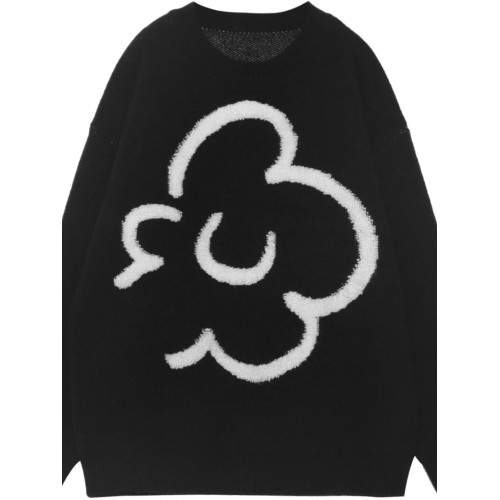 馬海毛軟糯毛衣女秋季2025新款黑色圓領針織衫慵懶風寬松套頭上衣 馬海毛軟糯毛衣女秋季2025新款黑色圓領針織衫慵懶風寬松套頭上衣