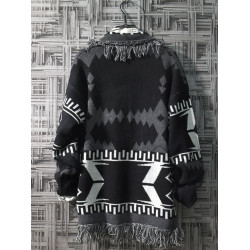 日系復古秋冬民族風針織衫風開衫韓版休閒V領網紅毛衣男外套