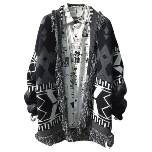 日系復古秋冬民族風針織衫風開衫韓版休閒V領網紅毛衣男外套