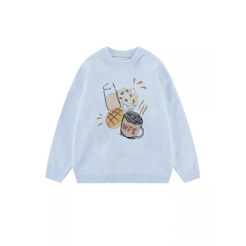 白色印花奶fufu秋冬毛衣女小個子慵懶風高級感上衣冬季加厚針織衫