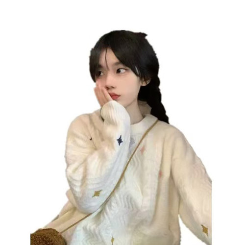 日系復古可愛軟糯麻花毛衣女秋冬慵懶風寬松套頭外穿加厚針織上衣 日系復古可愛軟糯麻花毛衣女秋冬慵懶風寬松套頭外穿加厚針織上衣