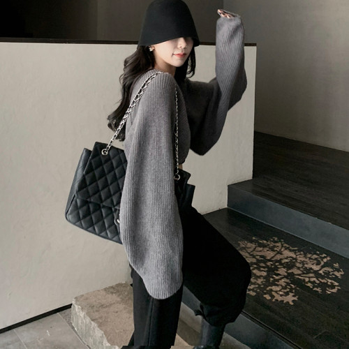 辣妹黑色設計感短款針織毛衣開衫女半截外搭坎肩罩衫披肩外套上衣 辣妹黑色設計感短款針織毛衣開衫女半截外搭坎肩罩衫披肩外套上衣