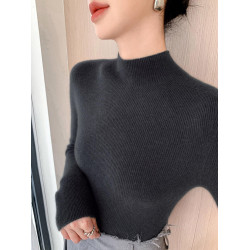 高級質感羊毛衫女半高領修身內搭打底衫秋冬新款加厚百搭針織毛衣