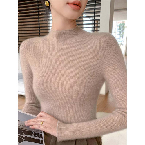 高級質感羊毛衫女半高領修身內搭打底衫秋冬新款加厚百搭針織毛衣 高級質感羊毛衫女半高領修身內搭打底衫秋冬新款加厚百搭針織毛衣