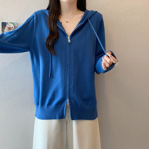小吉家大碼女裝秋裝新款胖mm休閒雙拉鍊抽繩連帽長袖針織上衣毛衣 小吉家大碼女裝秋裝新款胖mm休閒雙拉鍊抽繩連帽長袖針織上衣毛衣
