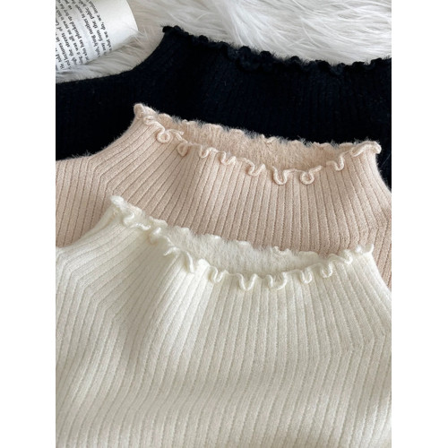 木耳邊內搭一體絨半高領毛衣女秋冬季新款保暖上衣加絨加厚針織衫 木耳邊內搭一體絨半高領毛衣女秋冬季新款保暖上衣加絨加厚針織衫