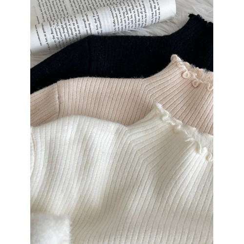 木耳邊內搭一體絨半高領毛衣女秋冬季新款保暖上衣加絨加厚針織衫 木耳邊內搭一體絨半高領毛衣女秋冬季新款保暖上衣加絨加厚針織衫