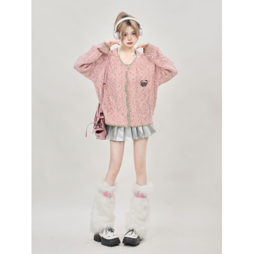 2025秋季新款法式高級感小香風針織開衫粉色毛衣外套女春秋慵懶風 2025秋季新款法式高級感小香風針織開衫粉色毛衣外套女春秋慵懶風