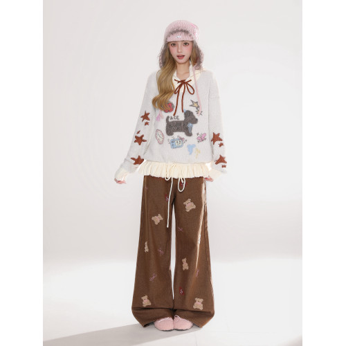 Rayohopp甜美刺綉毛衣外套女秋冬新款慵懶風針織衫上衣小衆設計感 Rayohopp甜美刺綉毛衣外套女秋冬新款慵懶風針織衫上衣小衆設計感