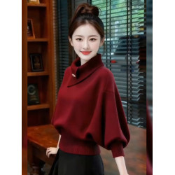 半高領橘色短款針織衫上衣2025冬季新款高級感慵懶風爆款毛衣女裝