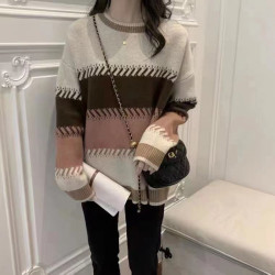 圓領套頭針織衫上衣2025秋冬季新款寬松慵懶風洋氣打底毛衣女加厚