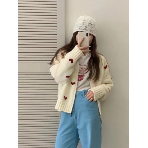 愛心毛衣拉鍊外套女春秋韓系針織開衫新款慵懶風早秋穿搭衣服上衣
