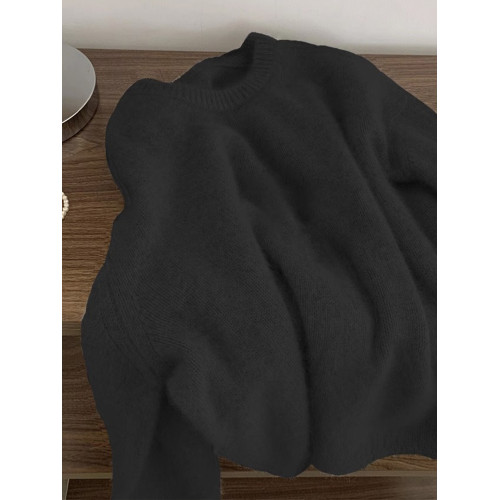 奶藍色毛衣女秋冬加厚內搭小個子圓領軟糯慵懶風寬松羊毛針織上衣