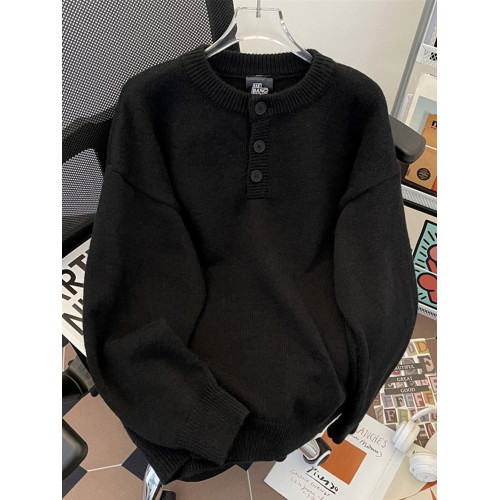 秋冬紐釦套頭毛衣男圓領休閒潮牌學生百搭韓版潮流保暖加厚針織衫 秋冬紐釦套頭毛衣男圓領休閒潮牌學生百搭韓版潮流保暖加厚針織衫