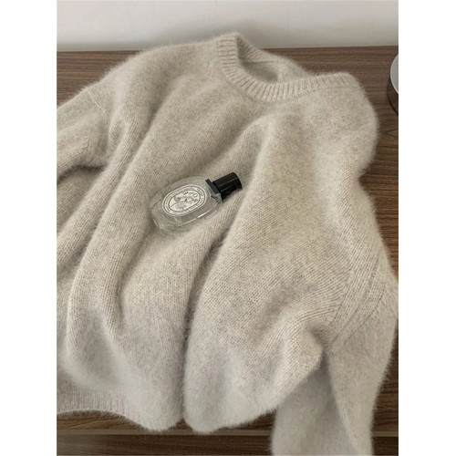 浣熊絨軟糯套頭毛衣女冬季高級感慵懶寬松馬海毛針織打底內搭上衣