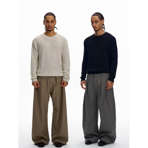 KISKO美式老錢風亞麻針織通勤休閒長袖男女極簡cleanfit內搭上衣