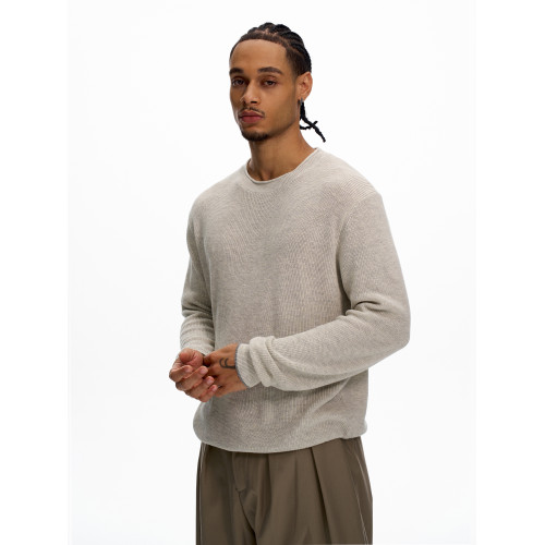 KISKO美式老錢風亞麻針織通勤休閒長袖男女極簡cleanfit內搭上衣