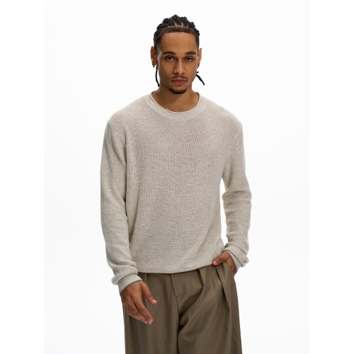 KISKO美式老錢風亞麻針織通勤休閒長袖男女極簡cleanfit內搭上衣