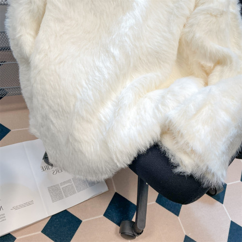 法式甜美溫柔風軟糯水貂絨v領毛衣男女冬季奶fufu加厚針織衫外套