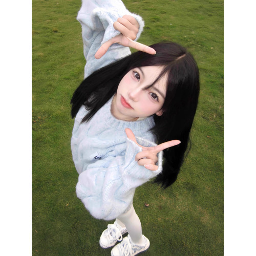 甜美奶fufu軟糯麻花毛衣女秋冬寬松慵懶風圓領百搭套頭針織衫潮