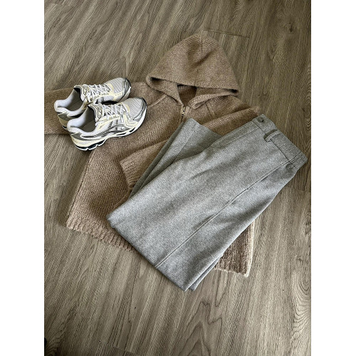 美式復古灰色毛衣外套男款開春cleanfit慵懶風高級感連帽針織開衫