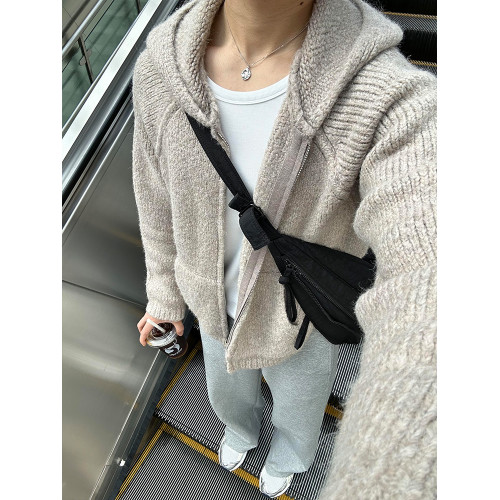 美式復古灰色毛衣外套男款開春cleanfit慵懶風高級感連帽針織開衫