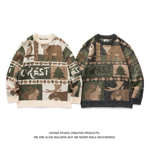 聖誕毛衣男寬松外穿慵懶風針織衫外套秋冬款潮牌百搭加厚套頭線衣