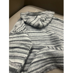 條紋連帽毛衣男女2025新款美式潮牌慵懶風小衆復古情侶針織衫上衣