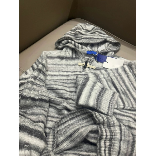 條紋連帽毛衣男女2025新款美式潮牌慵懶風小衆復古情侶針織衫上衣