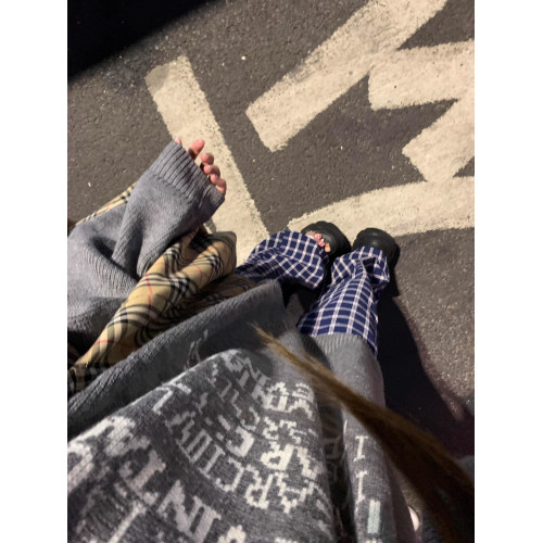 韓系慵懶灰色毛衣女秋冬加厚字母提花圓領針織衫寬松套頭長袖上衣