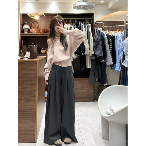 粉色不規則斜肩掛脖毛衣女款秋季2025新款韓系穿搭短款針織衫上衣 粉色不規則斜肩掛脖毛衣女款秋季2025新款韓系穿搭短款針織衫上衣