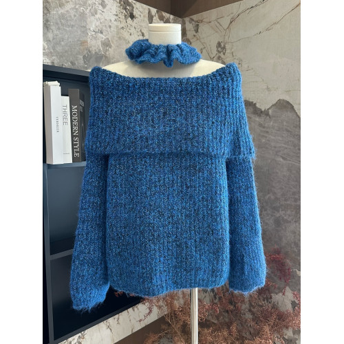 阿肉Ree【嬌柔陷阱】一字肩/斜肩松弛慵懶大毛衣寬松針織百搭上衣