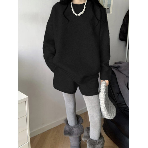 韓系高級感灰色套頭浣熊絨毛衣女秋冬軟糯慵懶風中長款針織衫上衣 韓系高級感灰色套頭浣熊絨毛衣女秋冬軟糯慵懶風中長款針織衫上衣