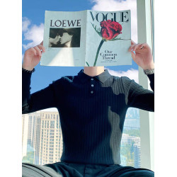 高級感包芯紗針織衫男文藝範修身長袖polo衫翻領工裝羊毛保羅衫潮