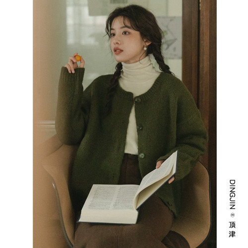 小清新綠色森系毛衣女秋冬2025新款慵懶風小個子寬松外穿針織開衫 小清新綠色森系毛衣女秋冬2025新款慵懶風小個子寬松外穿針織開衫