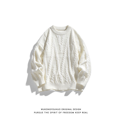 悟空有貨復古日系麻花內搭圓領毛衣男秋季寬松百搭休閒打底針織衫 悟空有貨復古日系麻花內搭圓領毛衣男秋季寬松百搭休閒打底針織衫