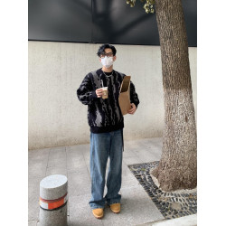 韓系上衣男加厚高級感百搭毛衣男秋冬潮牌街頭撞色慵懶風粗針織衫