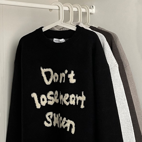 邱細狗QXIGOU圓領毛衣男秋冬季美式潮牌字母提花寬松百搭針織衫bf 邱細狗QXIGOU圓領毛衣男秋冬季美式潮牌字母提花寬松百搭針織衫bf