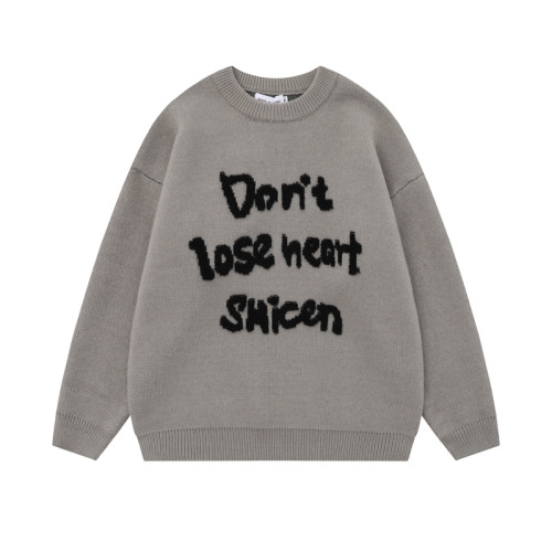 邱細狗QXIGOU圓領毛衣男秋冬季美式潮牌字母提花寬松百搭針織衫bf 邱細狗QXIGOU圓領毛衣男秋冬季美式潮牌字母提花寬松百搭針織衫bf