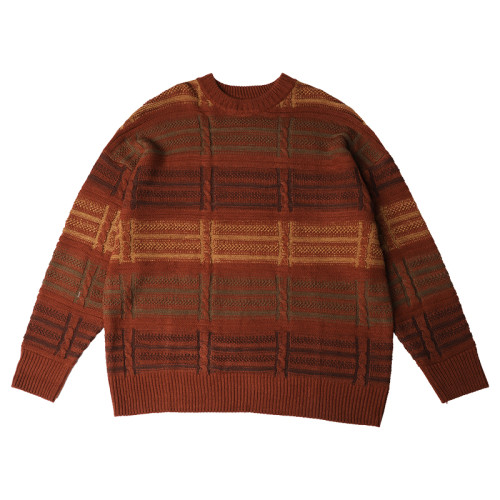 Mentmate 小衆獨特棕色夕陽漸變毛衣 秋冬文藝復古百搭古著感針織