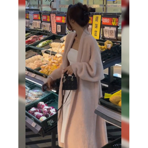 慵懶風毛衣外套女秋冬新款加厚仿貂毛過膝長款毛絨絨針織開衫大衣 慵懶風毛衣外套女秋冬新款加厚仿貂毛過膝長款毛絨絨針織開衫大衣