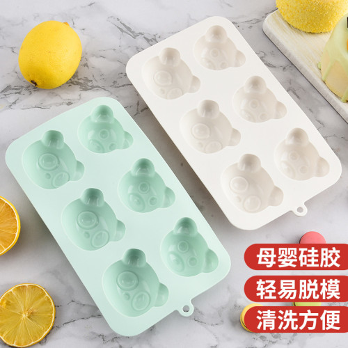 烘焙蛋糕模具6連立體小熊蛋糕蒸糕模具創意可愛兒童矽膠輔食模具