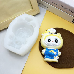 可愛黃油小熊拉布布捏捏樂矽膠模具DIY巧克力慕斯蛋糕裝飾石膏模