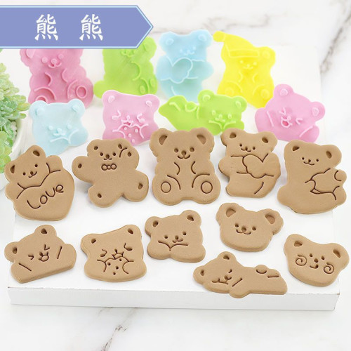 可愛小熊卡通餅乾模具3d立體按壓兒童親子diy曲奇家用烘焙工具 可愛小熊卡通餅乾模具3d立體按壓兒童親子diy曲奇家用烘焙工具