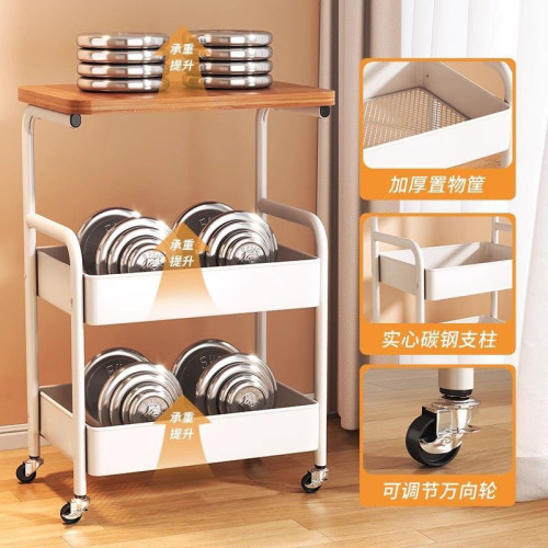 小推車置物架家用多層可移動收納架帶桌板置物架零食小推車 小推車置物架家用多層可移動收納架帶桌板置物架零食小推車