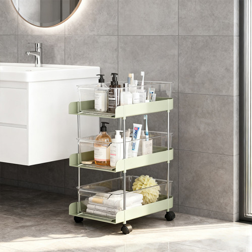 家用小推車置物架帶輪子客廳零食雜物收納架衛生間多層收納架子 家用小推車置物架帶輪子客廳零食雜物收納架衛生間多層收納架子