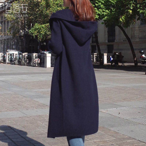 中長款針織衫開衫女秋冬新款連帽寬松大碼百搭毛衣外套加厚大衣