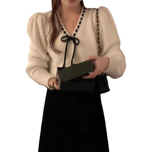 奶fufu紅色蝴蝶結毛衣女秋冬2025新款超好看法式V領內搭針織開衫 奶fufu紅色蝴蝶結毛衣女秋冬2025新款超好看法式V領內搭針織開衫