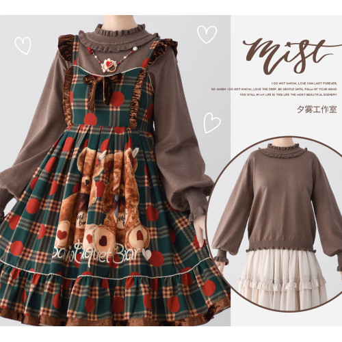 lolita毛衣內搭高領打底針織衫保暖上泡泡袖內搭洛麗塔日系軟妹 lolita毛衣內搭高領打底針織衫保暖上泡泡袖內搭洛麗塔日系軟妹